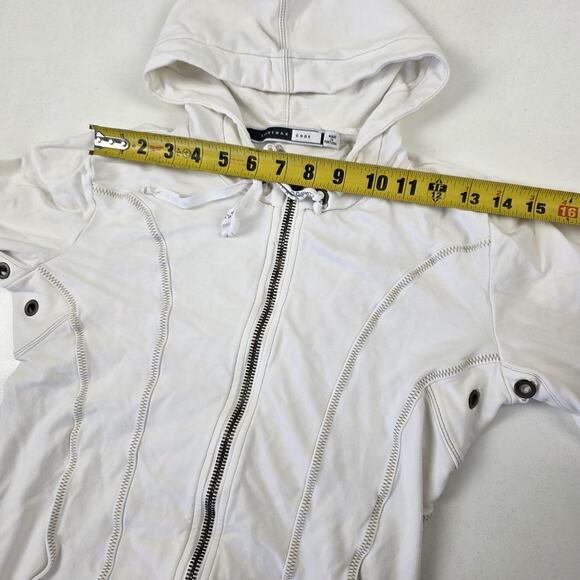 Max Mara Sportmax Code Hoodie Womens Medium White Full Zip Graphic Back Eyelet - Picture 6 of 14